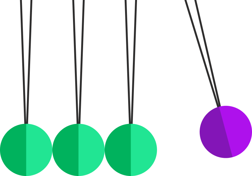 Image of balls hanging from strings